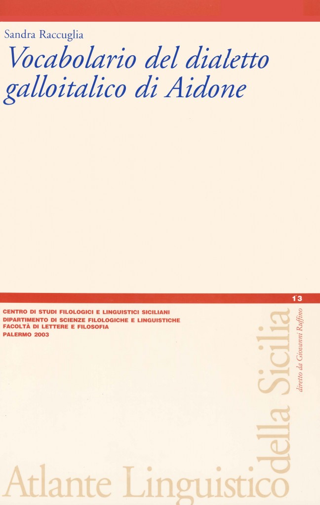 Book Cover: Vocabolario del dialetto galloitalico di Aidone